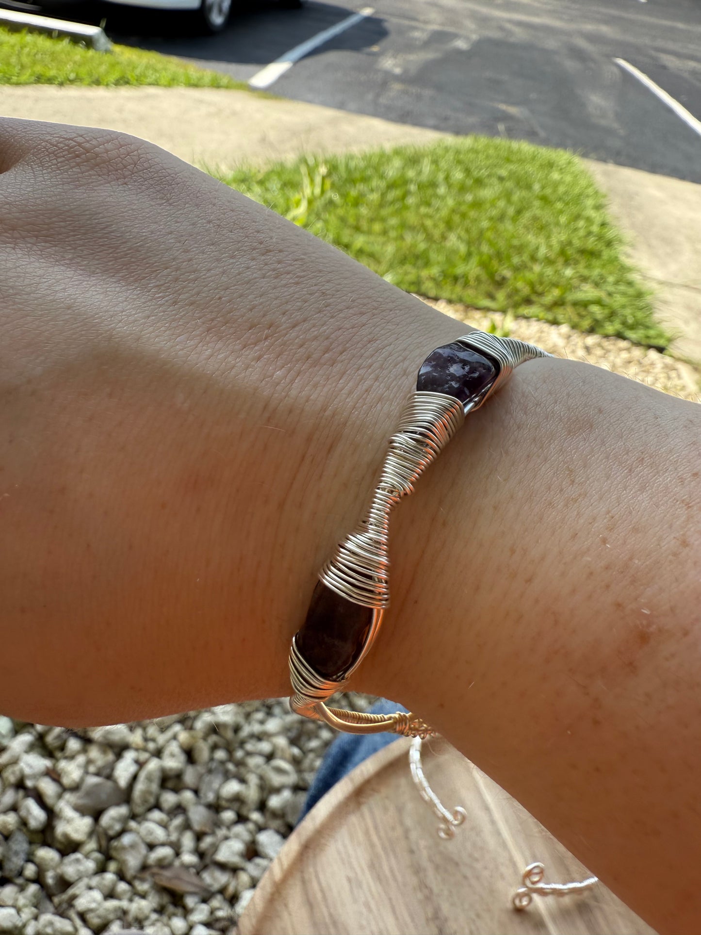 Bangle drop: silver amethyst