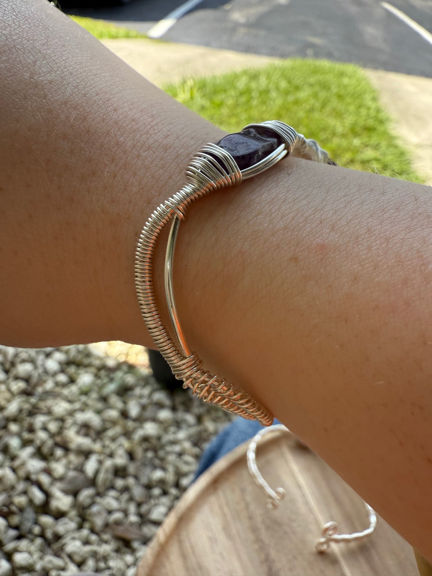 Bangle drop: silver amethyst