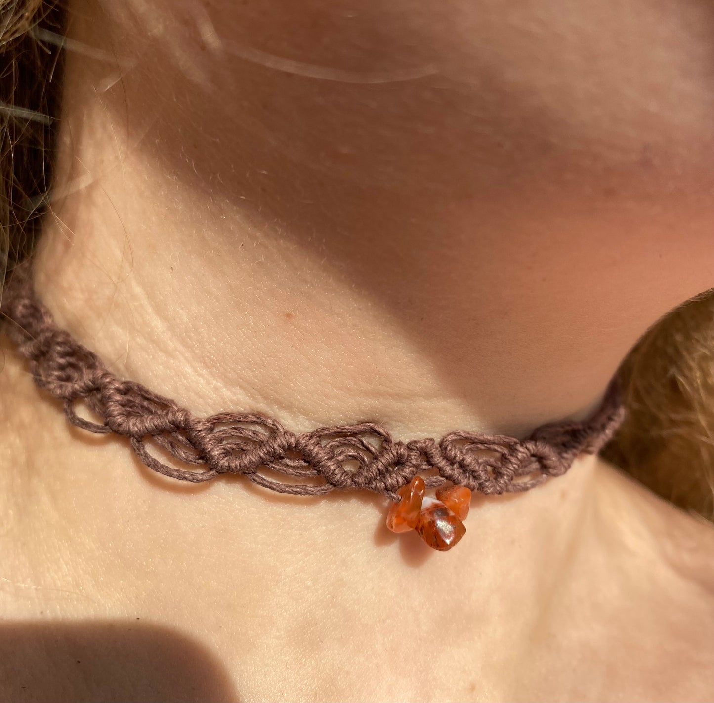 Crystal chip HEMP macrame choker