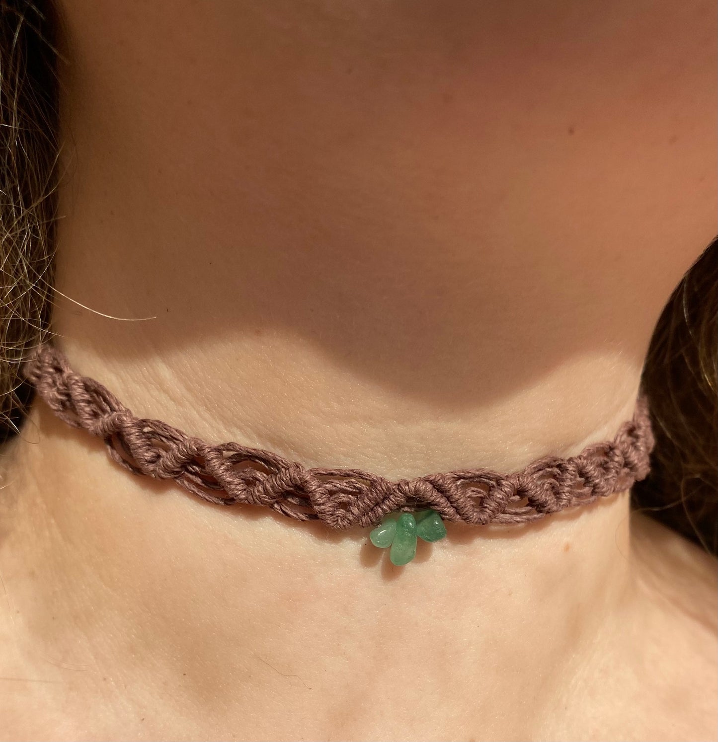 Crystal chip HEMP macrame choker