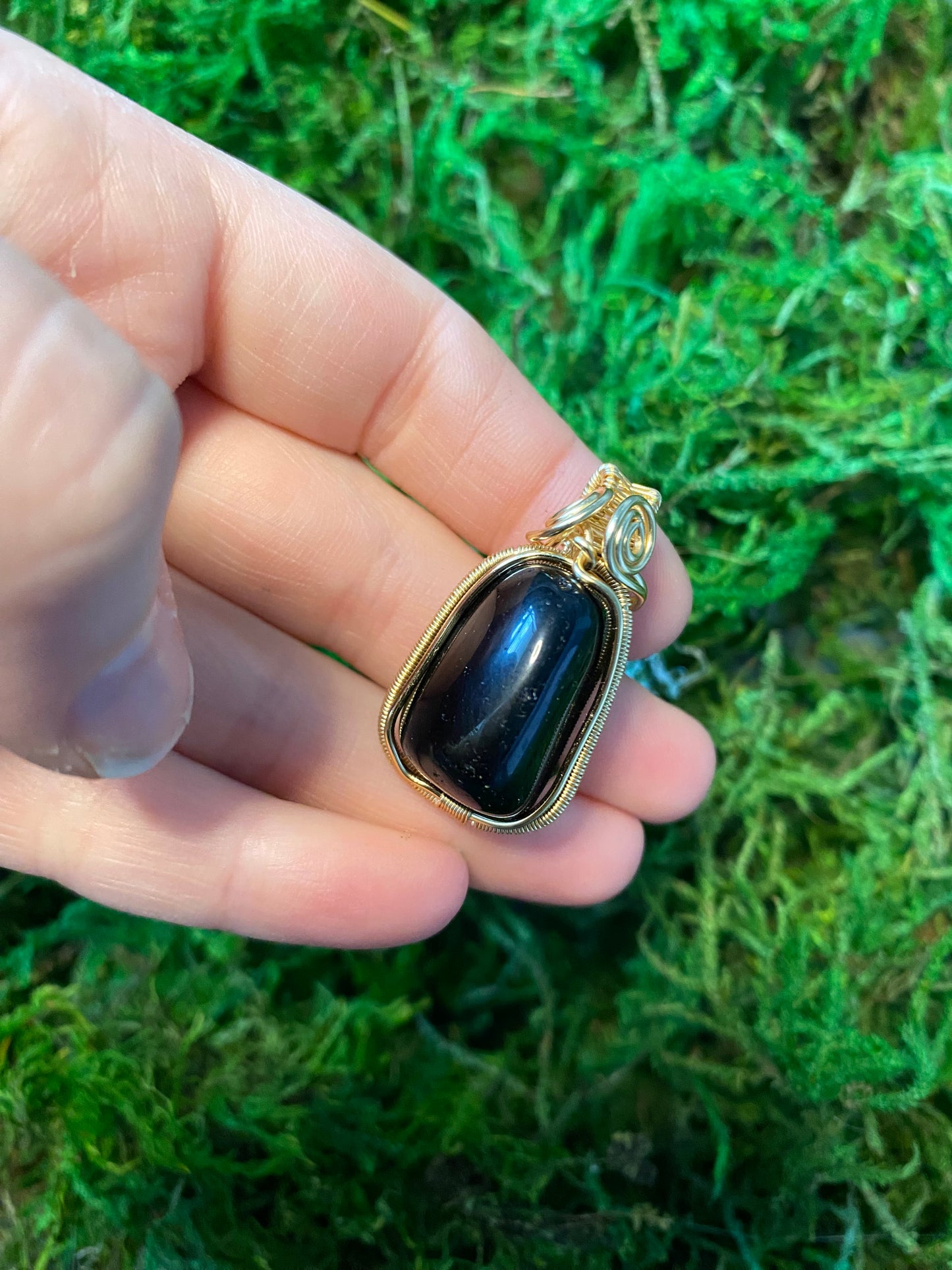 Black obsidian pendant