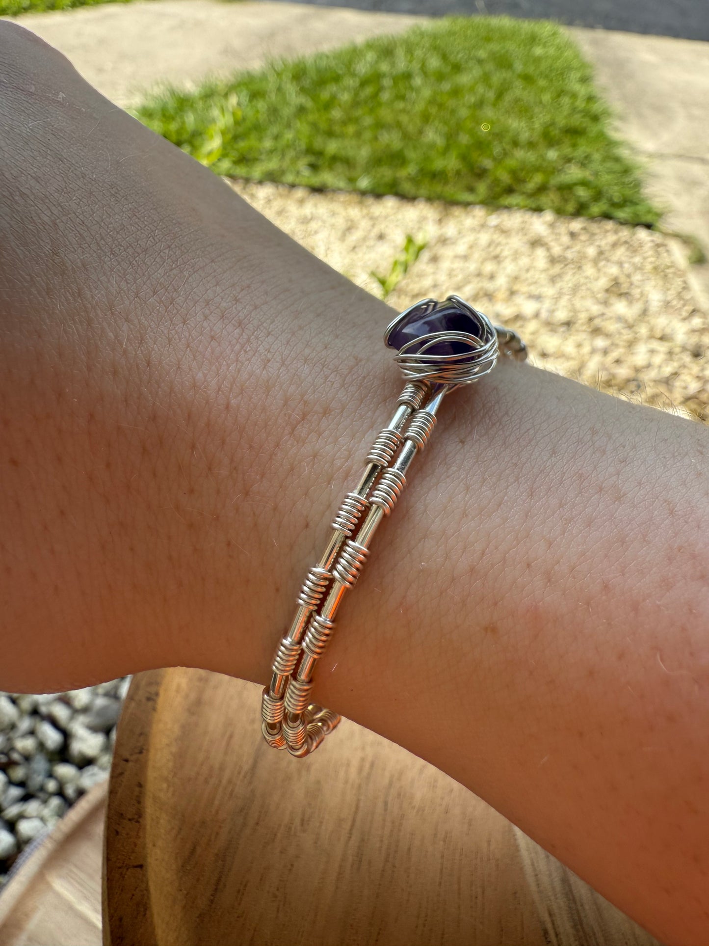 Bangle drop: silver amethyst
