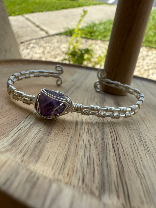 Bangle drop: silver amethyst