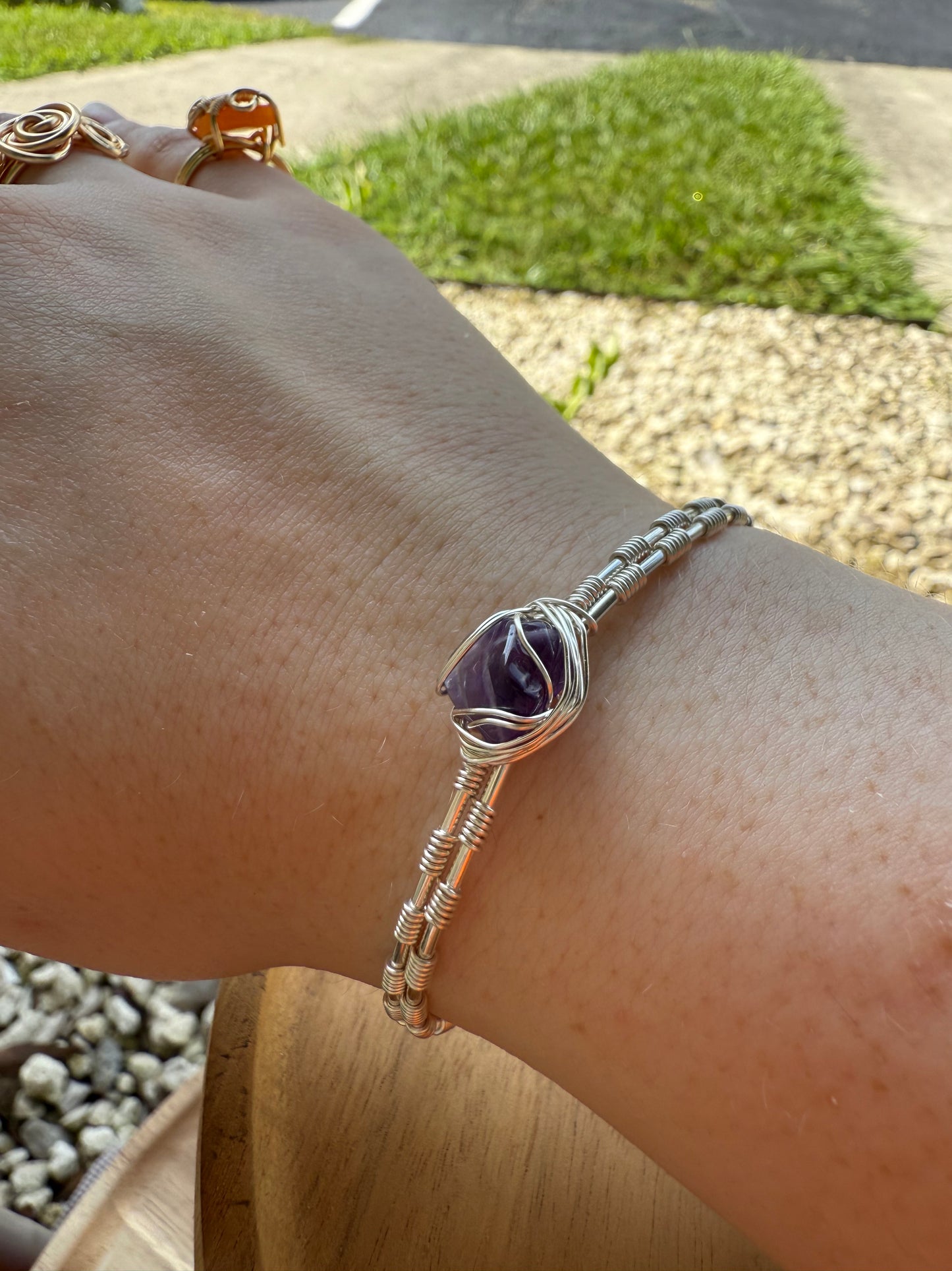 Bangle drop: silver amethyst
