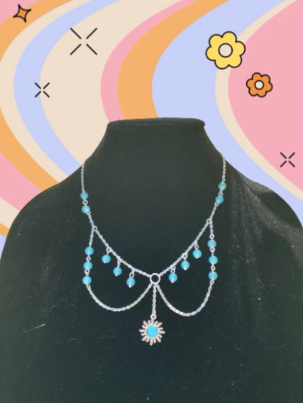 c blue sun tier necklace