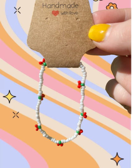 f seed bead cherry bracelet
